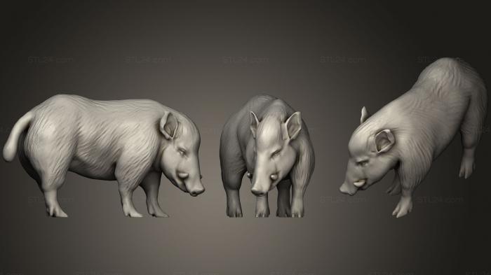 Статуэтки животных (Дикий кабан, STKJ_1620) 3D модель для ЧПУ станка